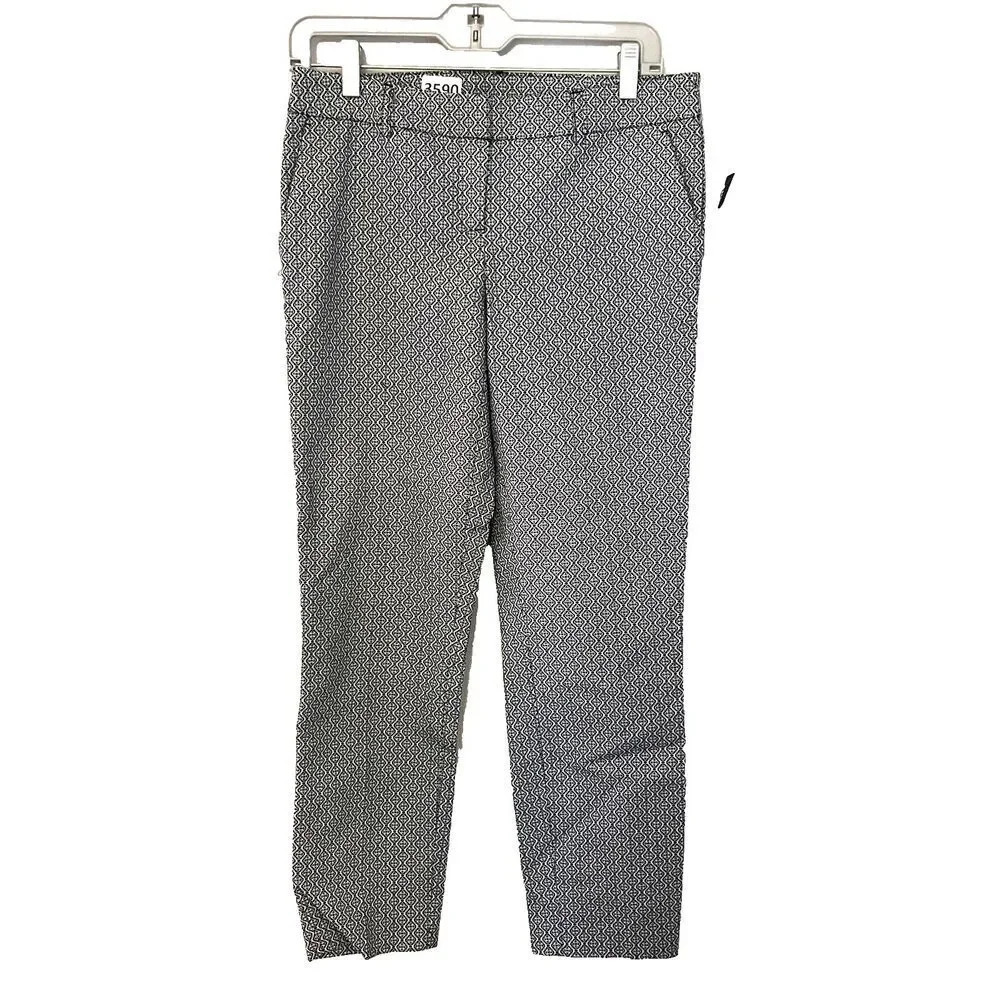 Kenar Womens Black White Ankle Pants 4 Geometric Tapered Leg NWT Work Office